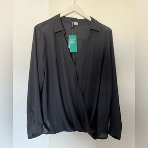 Black sheer wrap blouse